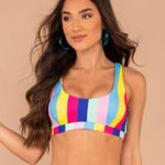 Mint Julep Beachy Babe Blue Striped Bikini Top Photo 0