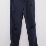 American Eagle AEO Mom Jean Distressed Ripped Black Denim Photo 2