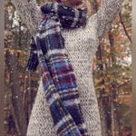 Urban Outfitters Women’s Fuzzy Purple Plaid Winter Layering Polyester Scarf Photo 1