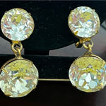 VTG Chunky Rhinestone Clip On Earrings Gold Tone Prom Homecoming Bling Glam Photo 0