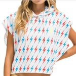 Aviator Nation Aviator National Bolt sleeveless relaxed Cropped Pulllover Hoodie in white USA M Photo 0