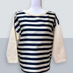 Moncler MINT🌟 Maglia Girocollo Round Neck Jumper Blouse Striped Blue Cream Large Photo 1