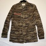 Caslon  Women's Embroidered Olive Green‎ Camo button up collared jacket size SM Photo 1
