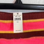 Aerie Striped Midi Pencil Skirt Ribbed Pink Side Slit Summer Funky Retro Large Photo 3