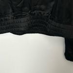 Lanston from Revolve Black Women's Silky Top gather detail on arms and waist med Photo 2