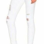 frame denim FRAME Le Skinny De Jeanne Women Mid Rise White Ripped Skinny Jeans Size 23 Photo 0