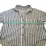 ZARA  Striped Button-Down Shirt in Navy and White Photo 6