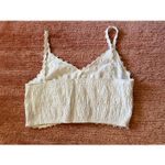 White Daisy Trim Smocked Crop Cami Top Button Front Coquette Cottagecore Size L Photo 1