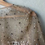 RÊVE RICHE Jasmina Feather Embellished Dusty Rose Sheer Long Sleeve Top Size 42 Pink Photo 10