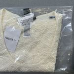 Forever 21 NWT Knit Top Shirt L Women Cream Short Sleeve Knit Cropped Cami Photo 6