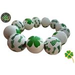 Luck of the Irish Clover Wood Beaded Stretch Bracelet St Patricks Day Ne… Green Photo 6