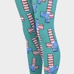 New Womens Soft American Flag Cross Leggings Photo 0