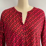 Dana Buchman Pullover Geometric Pattern Blouse- Red- Size L Photo 2