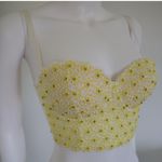 Bebe Yellow Floral Sequins Adriana Bustier Crop Top S Photo 0