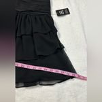 EXPRESS NWT Black Mock Neck Long Sleeve Pleated Waist Tiered Ruffle Mini Dress Photo 6