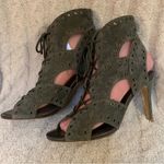 Joie  Aeron Lace Up Heel Sandal Women's Size 37.5 7.5 Gladiator Ash Green Shoes Photo 1