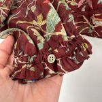 J. Crew Point Sur Ruffle Neck Popover Top Blouse Menagerie Bird Print Small Brown Photo 6