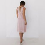 Rumored Lucy Midi Dress Blush Heart Print Lace Satin Pink Photo 3