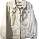 Christopher & Banks Curvy 3x White Denim Jean Jacket Rhinestone Embellishments Photo 0
