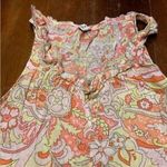 Old Navy Women Sleeveless Ruffle Neck Floral Tank Top Sz M Linen/Cotton Boho Photo 6