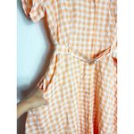 Maison Tara Gingham Belted Midi Shirtdress Size 14 Orange Lightweight Photo 9