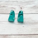 Vintage Clip On Earrings Retro Chunky Hoops Unusual Shade of Greeny Teal Photo 7