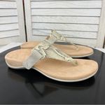 Vionic Wanda Leather T-strap Thing Sandals Beige 7 Bone Snake Embossed Photo 1