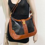 Vintage MARINO ORLANDI Italian Leather Two Tone Brown Black Shoulder Bag Photo 0