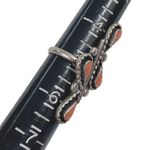 ZUNI Artist Signed LES Southwestern Natural Coral Vintage Ring Sz 5 Photo 7