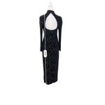 Roberta High Neck Long Sleeve Long Embellishments Black Gown Dress Size Medium Photo 10