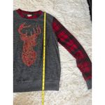 RBielle Red Plaid Christmas Sleeve Women's Sz Sm Reindeer Deer Sequin Holiday Gray Photo 2