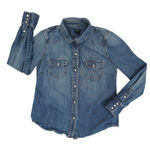 J. Crew Denim Pearl Snap Shirt Women's Small Blue Long Sleeve Western Cowgirl Photo 0