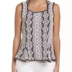 CAbi Gray Printed Knit Sweater Peplum Tank Top M #887 Photo 0