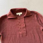 beige. Double Button Polo Collar Rib Knit Sweater Photo 4