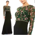 Mac Duggal  Beaded Trumpet Gown 67870 PINK Long Sleeve High Neck Formal Dress Photo 2