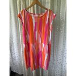 Tori Richard  Women's Resort Wear Bright Watercolor Boat Neck Shift Dress M Photo 1