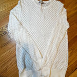 Loft Cream Diamond Knit Crew Neck Long Sleeve Sweater Women's Medium Cotton Wool Photo 0