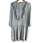 BCBGMAXAZRIA  Kristey Pleated Ruffle Bib Dress in Light Dusty Blue, Size Large‎ Photo 1