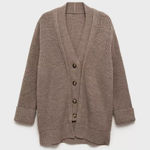 Mango  | Oversized Wool Blend Button Knit Sweater Cardigan in Brown Photo 0