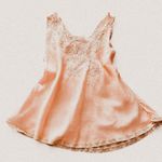 None Vintage Pink Silk Tank – Lace Appliqué Feminine Girly Style (Runs S) Photo 0