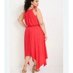 Maurice's NWT Smocked Waist Shark Bite Halter Neck Midi Dress Red Sundress XS Photo 2