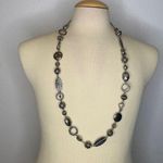 Chico's Chico’s Silver-Tone Metallic Beaded Long Necklace EUC OS Jewelry Lightweight Photo 0