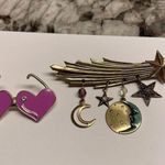 Lot Of 2 Gold Tone Vintage Costume Brooches Heart Sunglasses, Shooting Star Photo 1