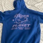 Blue Kindness Planet hoodie #kindnessplanet blue hoodie, graphic sweatshirt, oversized, casual wear, streetwear, cotton blend, logo print, cozy, athleisure, soft fabric Photo 1
