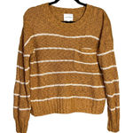 Pink Rose  Striped Pocket Sweater Size L Boxy Relaxed Knit Crewneck Mustard Photo 0