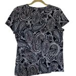 Jones New York  Blue Paisley Short Sleeve Shirt Women's Size XL | 44-24 Photo 2