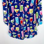 Nick & Nora  Christmas Cocktails Flannel Sleep Shirt Size Medium M EUC Photo 2