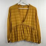 Lucky Brand Sz XS Top Babydoll Ruffle Oversized Peasant Boho V-neck Blouse Photo 3