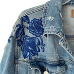 BLANK NYC Blue Embroidered Denim Jean Stretch Jacket Floral Roses size Medium Photo 4