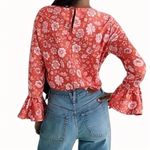 J.Crew  Winter‎ Garden Top in Poppy Fields Sz M Floral Bell Long Sleeve Preppy Photo 11